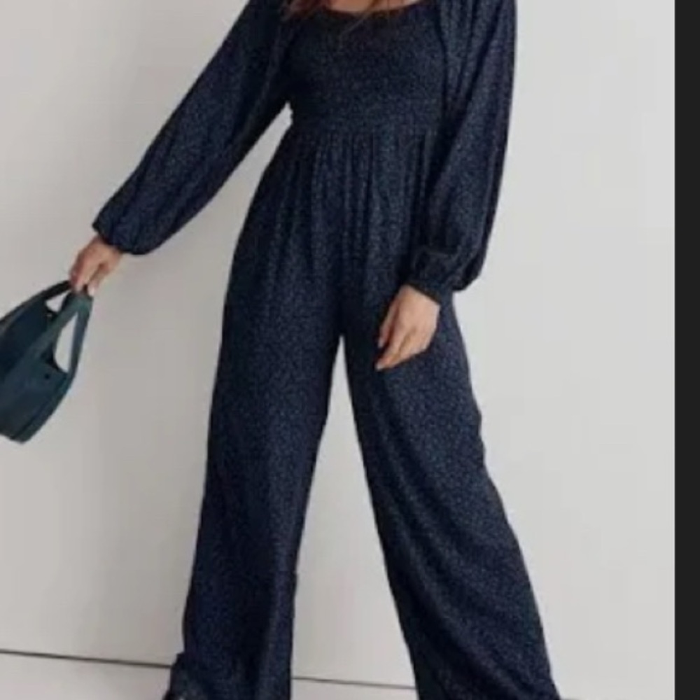 NWT Madewell Lucie navy and black floral jumpsuit